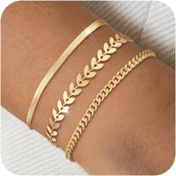 🆕 Yatumery Chain of Various Types Bracelet Women Gold Waterproof Jewelry Gift - Picture 1 of 7